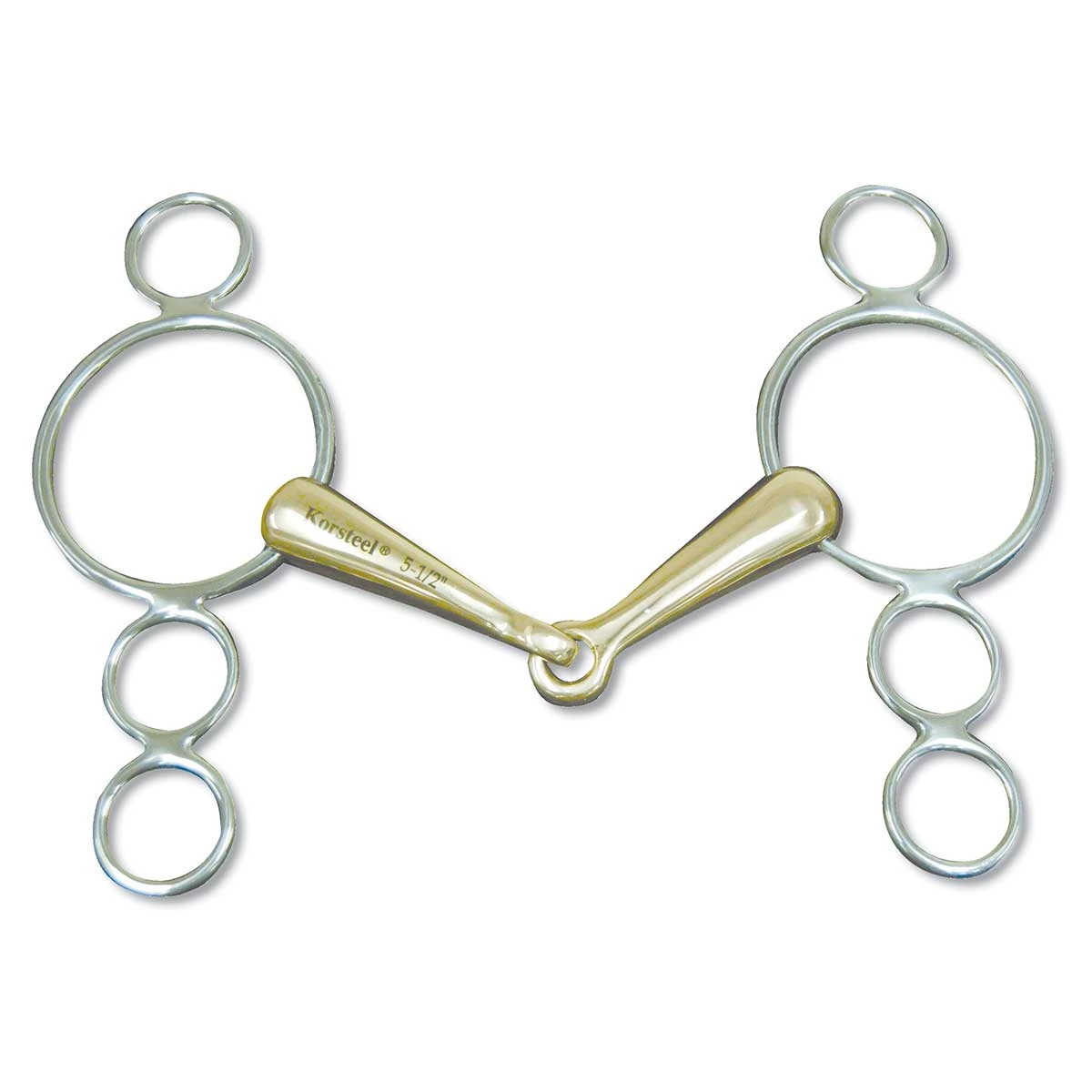 Korsteel Gag Bit 3-Ring European Elevator Copper Mouth 3 Korsteel Gag Bit 3-Ring European Elevator Copper Mouth