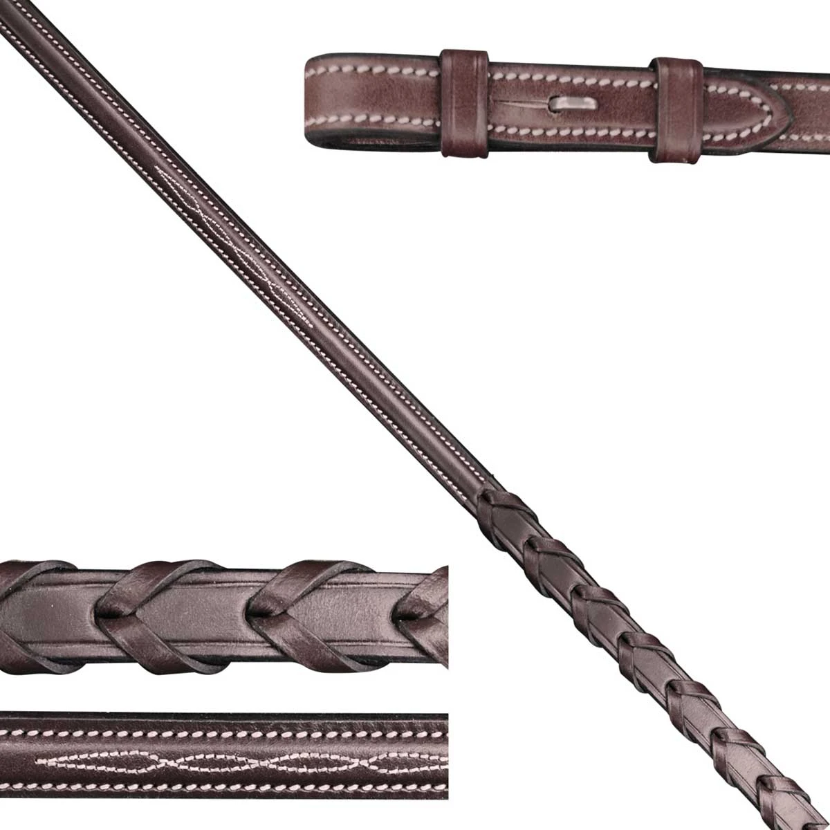 KL Select Red Barn Sovereign Raised Fancy Stitched English Reins - XLong 3 KL Select Red Barn Sovereign Raised Fancy Stitched English Reins - XLong